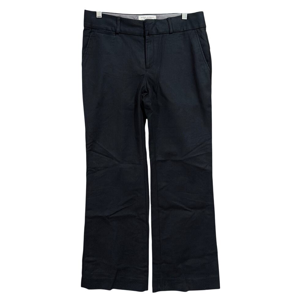 Banana Republic Womens Pants Black Martin Fit Wide Leg Mid Rise Stretch 6